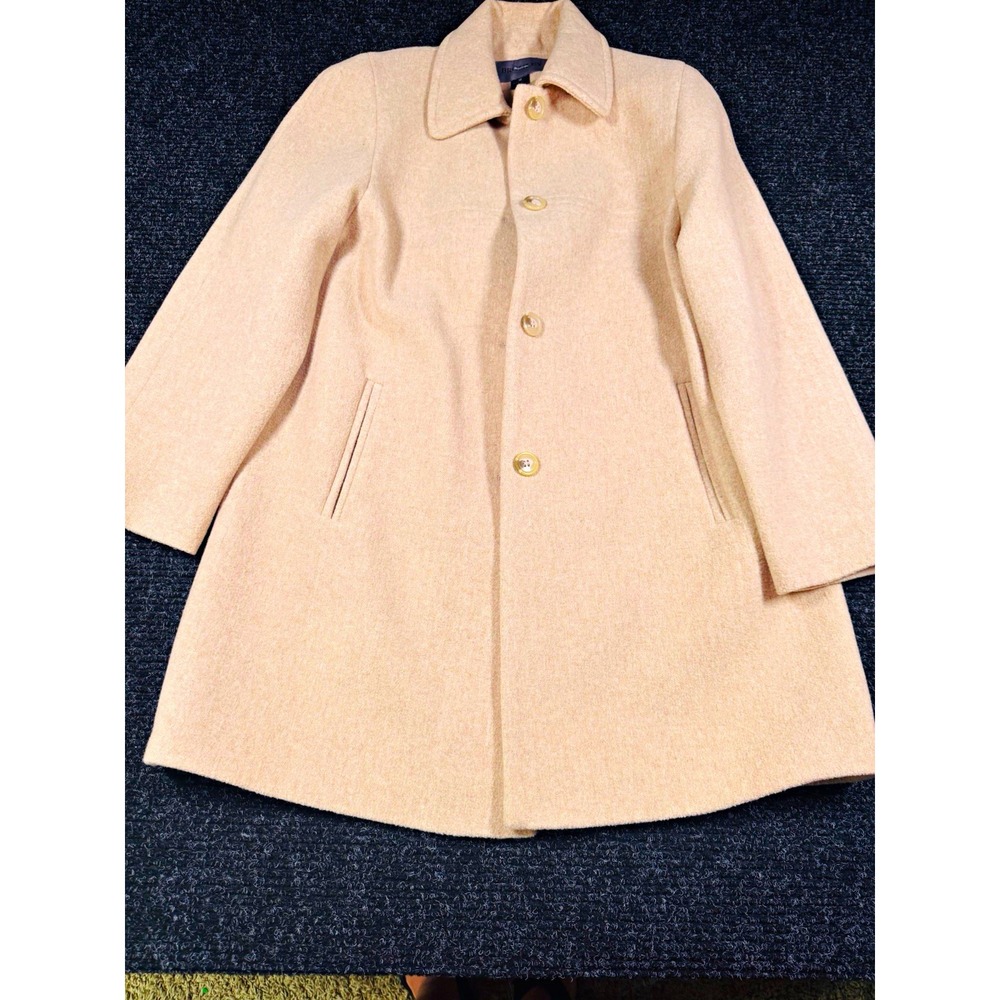 Bromley Collection Womens 12 Wool Blend Coat Oatmeal Beige Button Front Lined